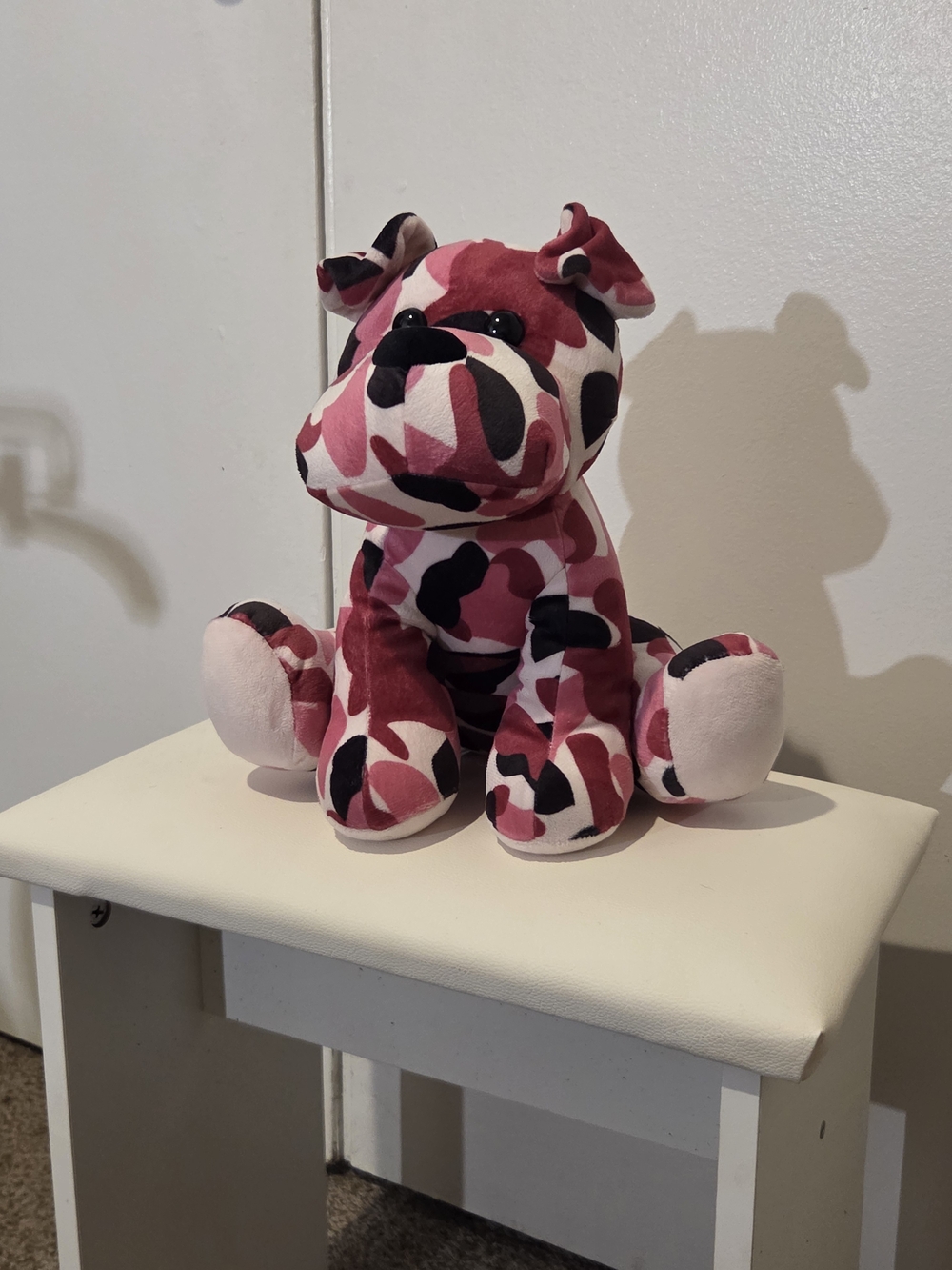 Pink Camouflage Plush Dog Stuffed Toy - Decorative Soft Accent